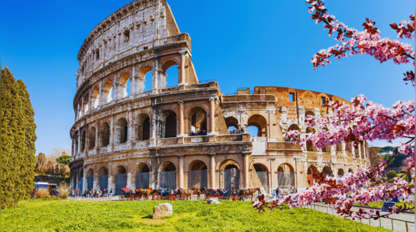 The Colosseum standing tall in Rome.