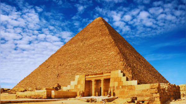 The majestic Pyramids of Giza under the Egyptian sun.