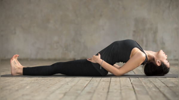 Fish pose for thyroid stimulation.