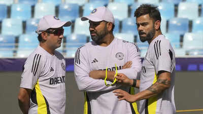Rohit Sharma alongside Gautam Gambhir and Virat Kohli