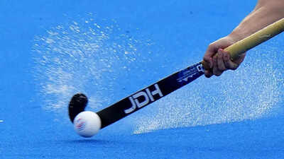 Hockey stick in action during a match
