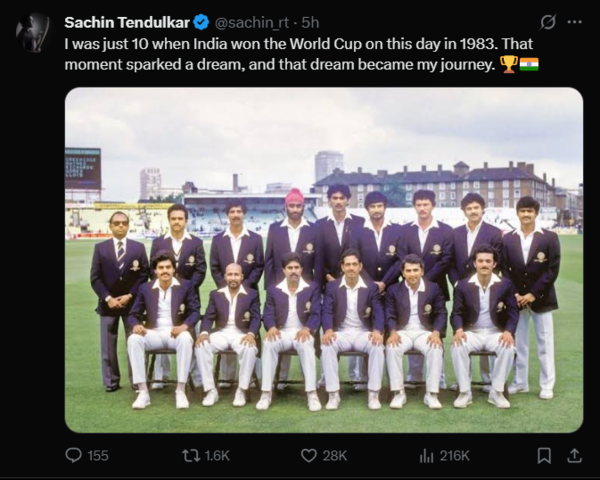 Sachin Tendulkar's X post